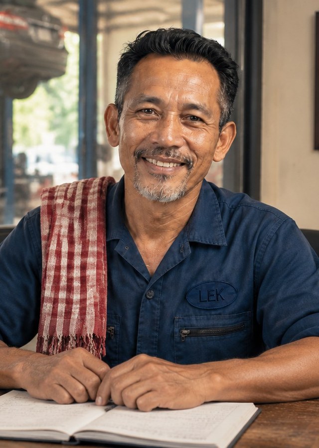 Lek in his shop office